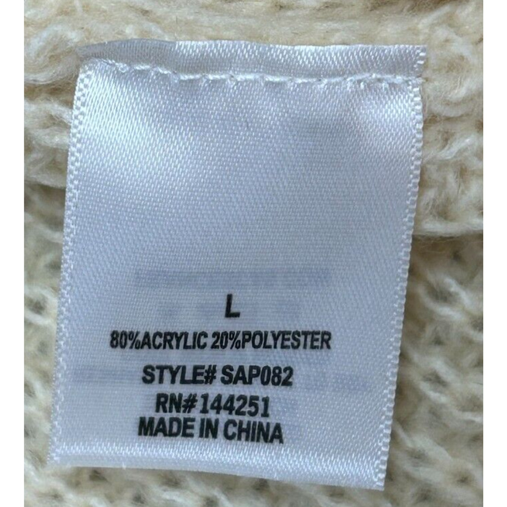 Francesca's Sweater Womens Large Yellow Beige Mi Ami Kori Mock Neck Pointelle - Picture 5 of 7